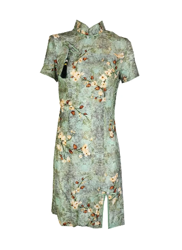 retro floral dress-1240088 Mandarin Collar Cheongsam