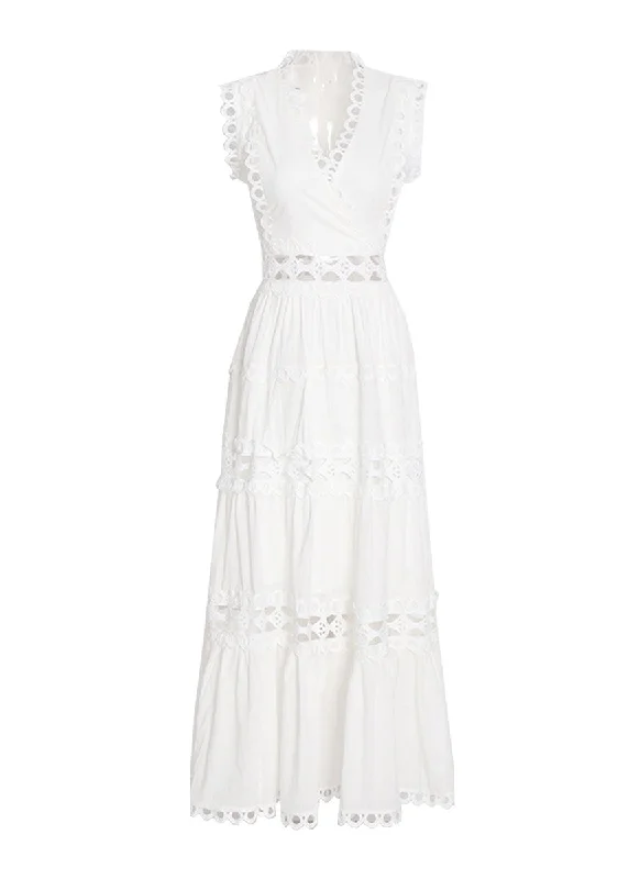 botanical prom dress-8220014 Eyelet Embroidery Sleeveless Maxi Dress *Preorder