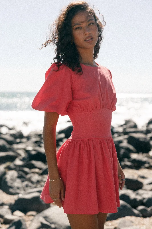 gypsy sundress-Alfie Mini Dress - Coral Red