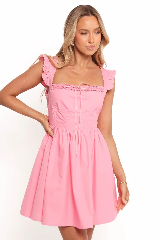 faux leather prom dress-Anastasia Mini Dress - Pink