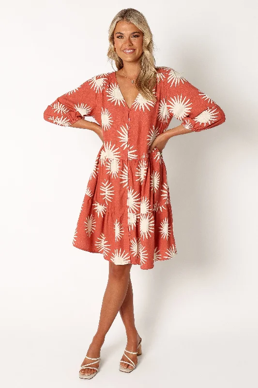 cozy knit dress-Bennet Long Sleeve Mini Dress - Ida Print