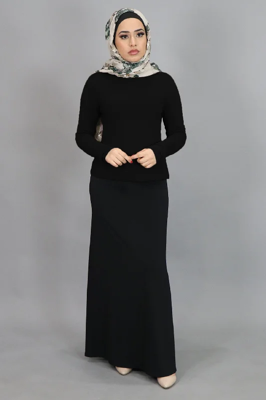 gypsy prom dress-Black Long Sleeve Top