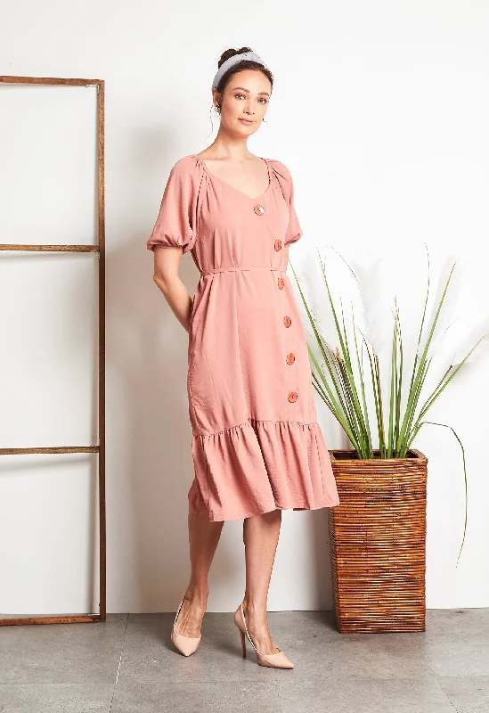 violet sundress-Casual Puff Sleeve Dress