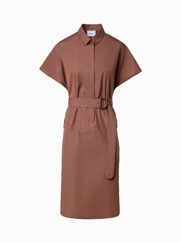 chevron cocktail dress-Cotton Shirt Dress with Short Kimono Sleeves