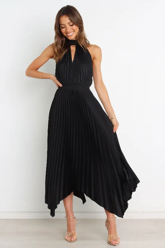 hand-stitched evening dress-Dominique Dress - Black