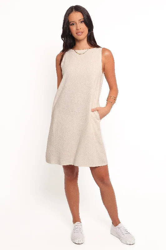 platinum sundress-Enzo Mini Dress - Oatmeal