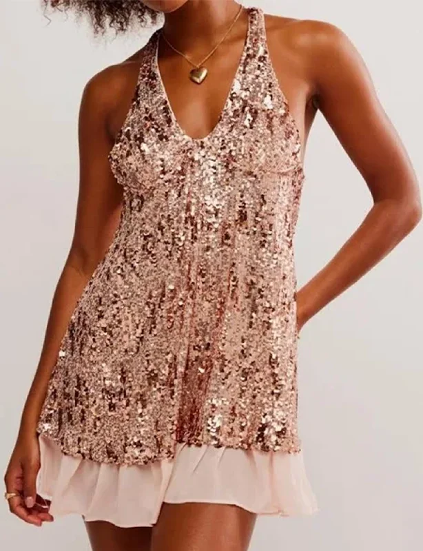 indigo sundress-Bejeweled Mini, Rose Gold