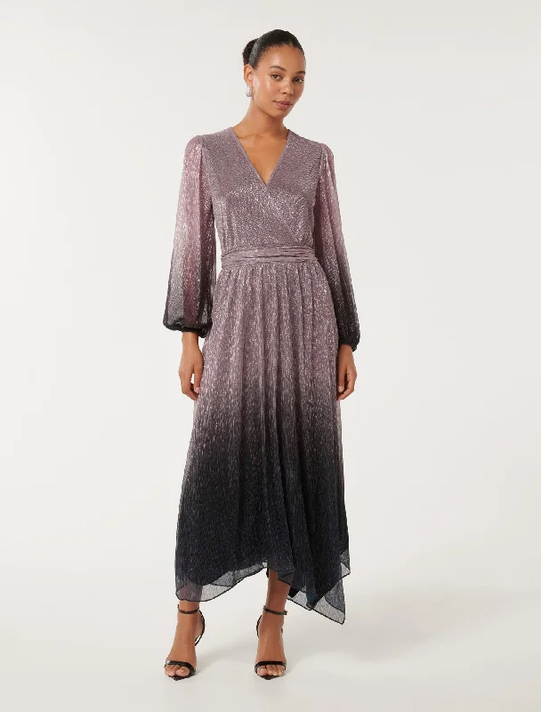 delicate evening dress-Gisele Ombre Plisse Maxi Dress