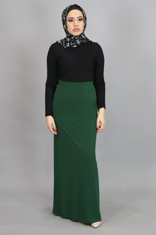 accordion prom dress-Hunter Green Spandex Maxi Skirt