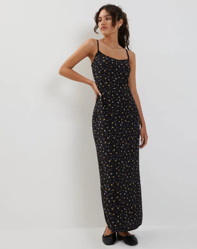 delicate sundress-Kafka Maxi Dress in Pretty Petal Black