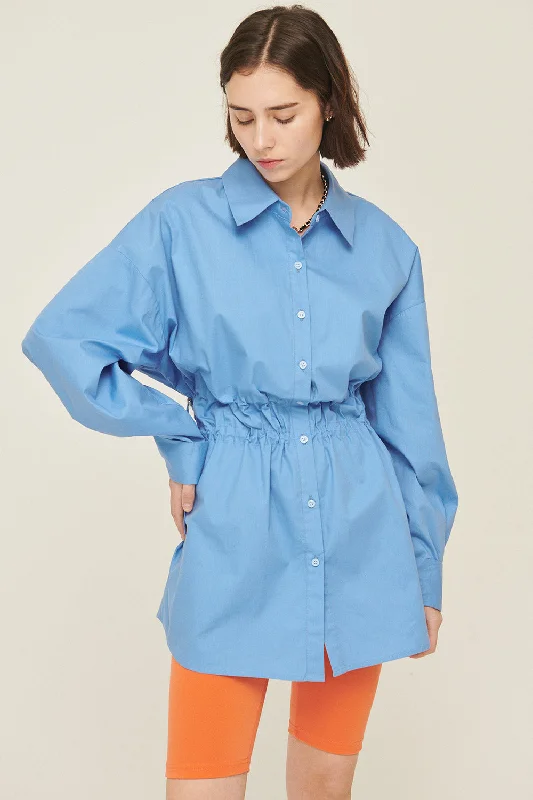 aqua cocktail dress-Karen Two-Way Shirt Dress