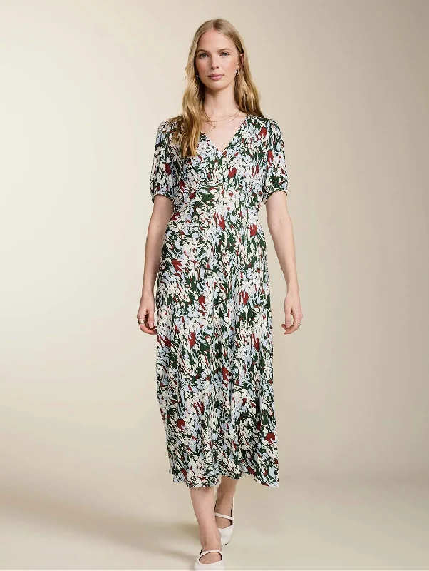 mock neck dress-Kaydence LENZING™ ECOVERO™ Dress | Green Marble