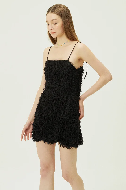 fitted prom dress-Liane Faux Feather Dress