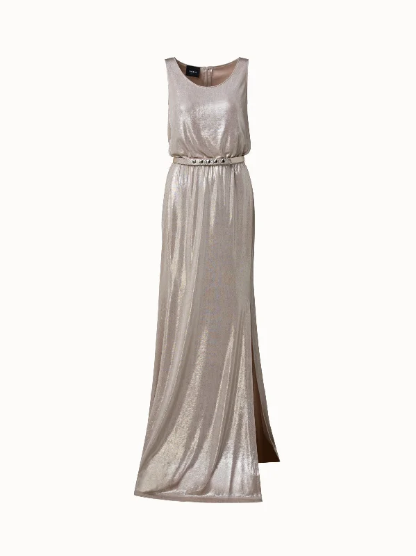 festive prom dress-Liquid Jersey Sleeveles Gown