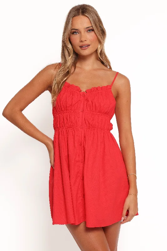 tropical party dress-Olivia Mini Dress - Red