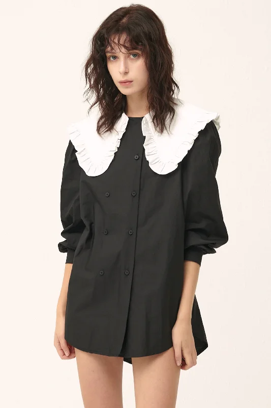 chiffon cocktail dress-Penelope Puff Sleeve Shirt/Dress