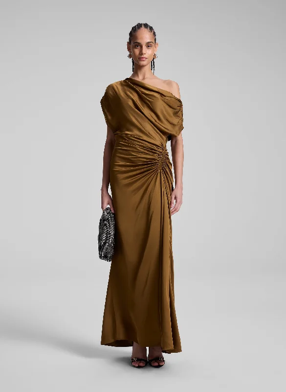 short ruffled dress-Penny Satin Maxi Dress