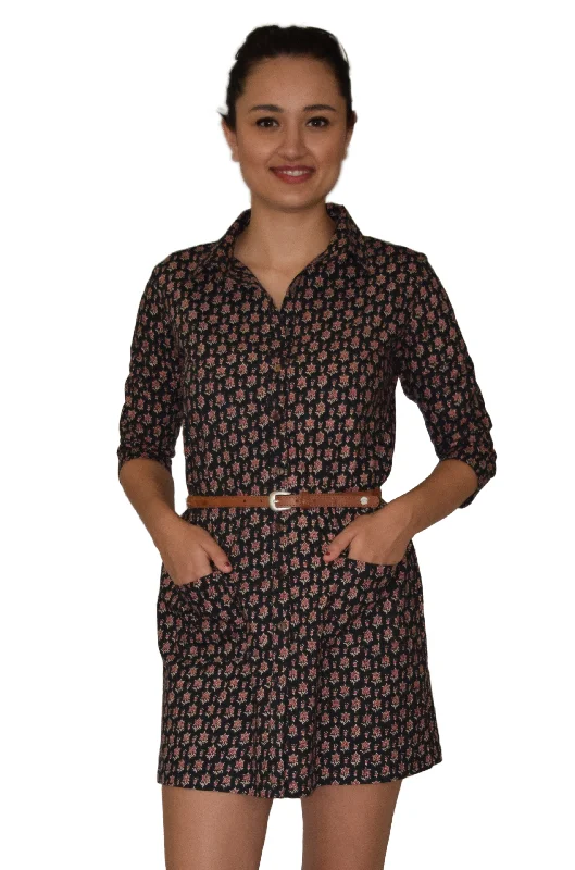 cozy midi dress-Riti Pure Cotton Hand Block Printed Shirt Dress Tunic Top