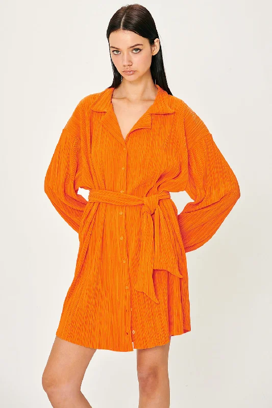 oatmeal maxi dress-Sandra Plisse Shirt Dress