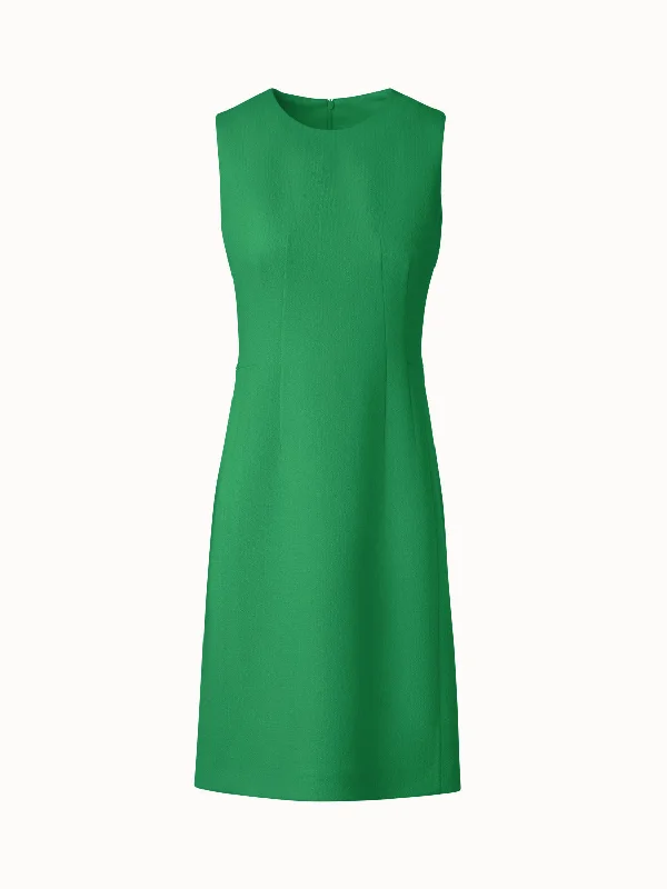 bronze sundress-Sheath Dress in Wool Crêpe Double-Face