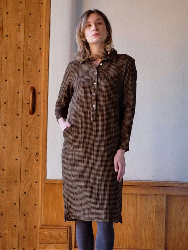 retro striped dress-Tara Cotton Shirt Dress | Khaki Check