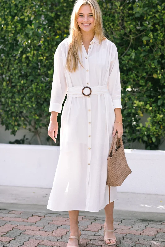 mock neck sundress-Tatum Belted Shirt Dress