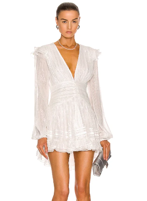 flared lace dress-True Mini Dress - White