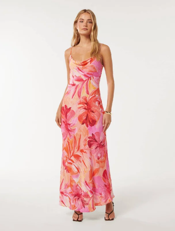 long tiered dress-Valerie Cowl Neck Maxi Dress