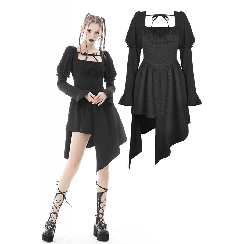 voluminous tulle dress-Women's Punk Irregular Puff Sleeved Ruched Dress