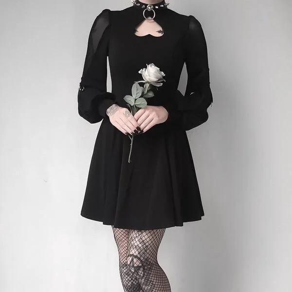 gathered wrap dress-Women's Heart Peekaboo Punk Dress