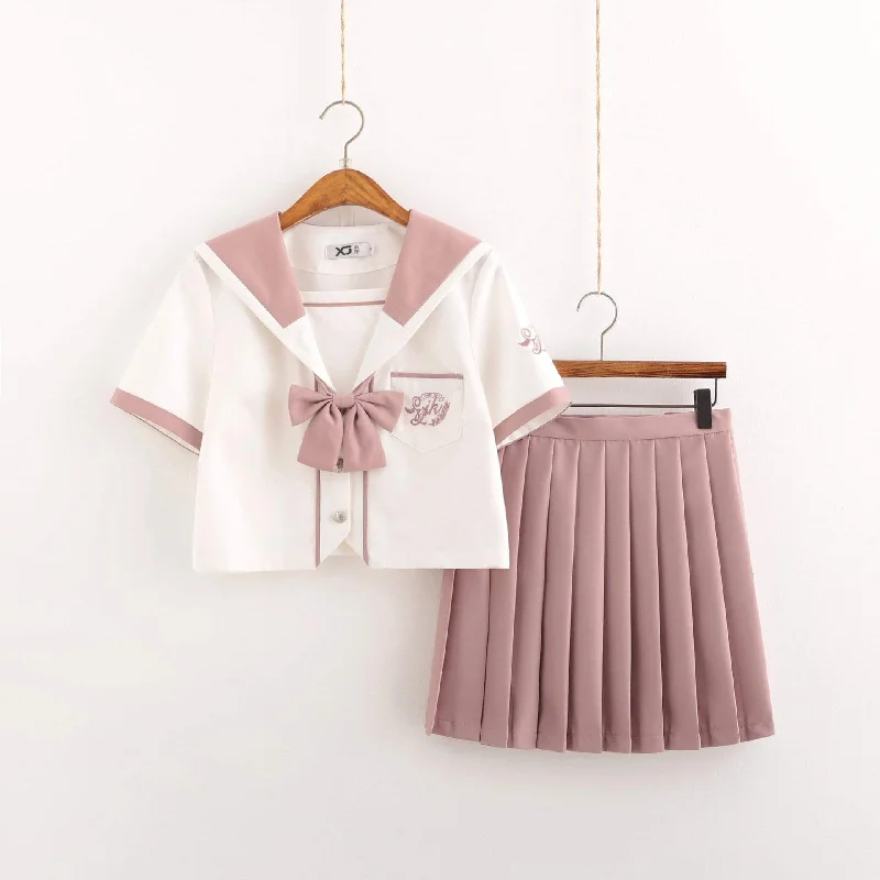 soft peach sundress-Women's Short Sleeved JK Uniform Japanese High School Uniform Girl Student Sailor Suits