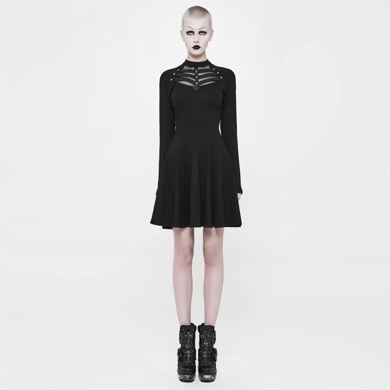 sparkling glitter dress-Women's Spiderweb Neck Punk Dress