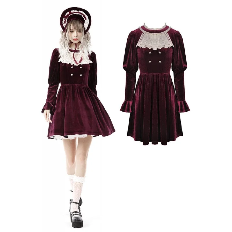 retro polka dress-Women's Vintage Velet Court Dress Cosplay Dress