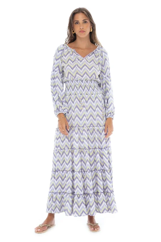 bold print dress-Zig Zag Montana Long Dress