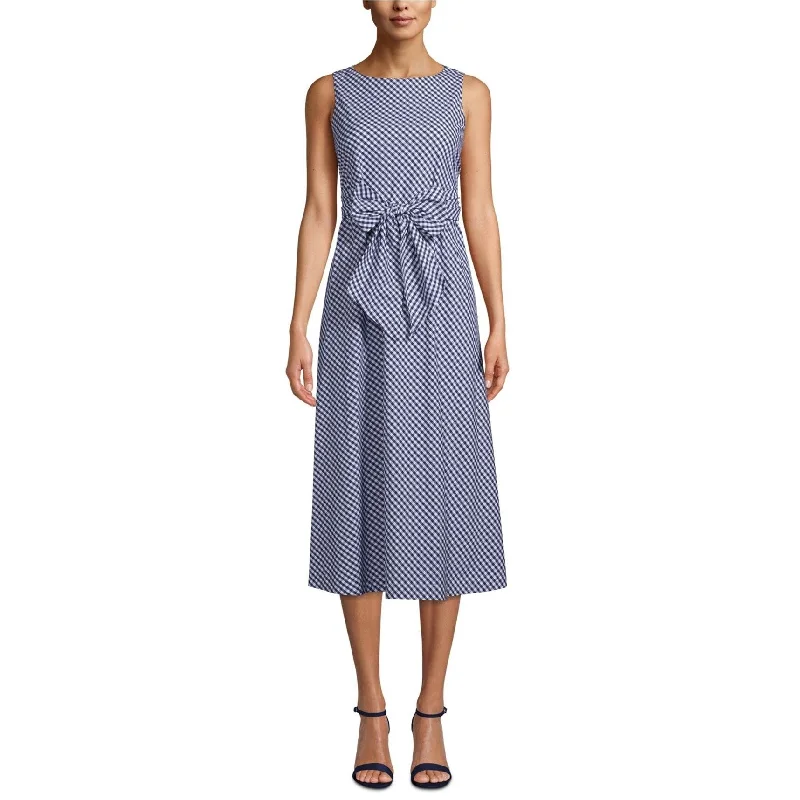 cranberry red cocktail dress-Anne Klein Womens Gingham Midi Dress, Blue, X-Large