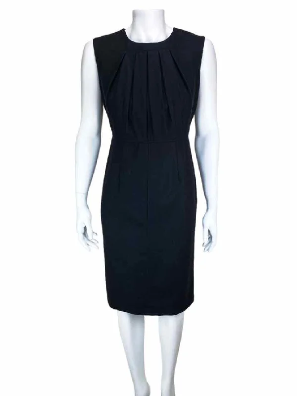 deep plunge prom dress-Club Monaco Women's Wool Pleated Sheath Dress Black, Size 4