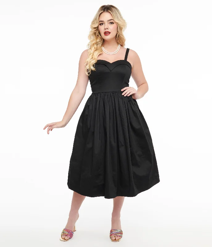 deep plunge prom dress-Collectif 1950s Black Kiana Swing Dress