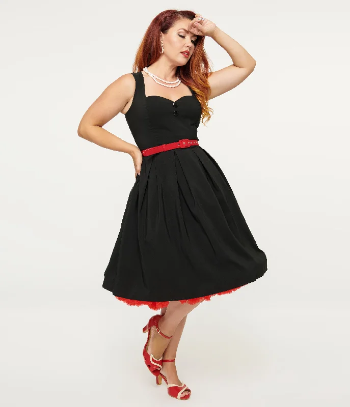 modern wrap dress-Collectif 1950s Black Patty Midi Dress