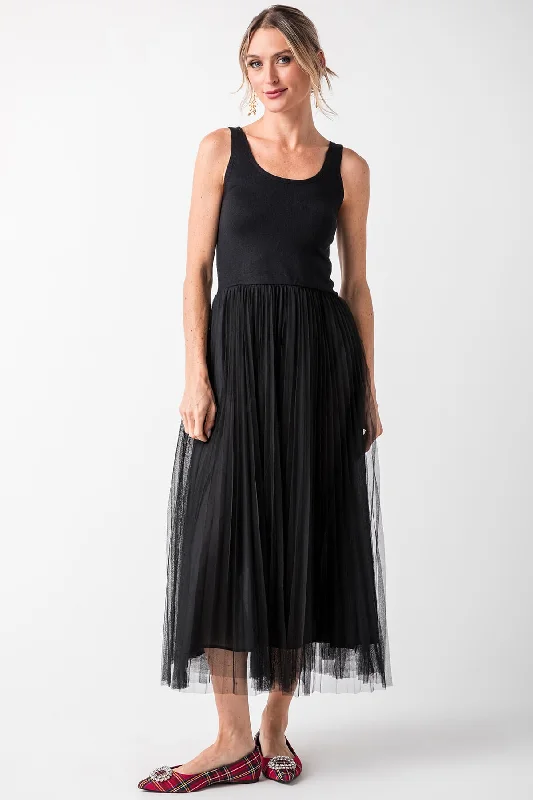 voluminous evening dress-Elan Mixed Media Tulle Midi Dress