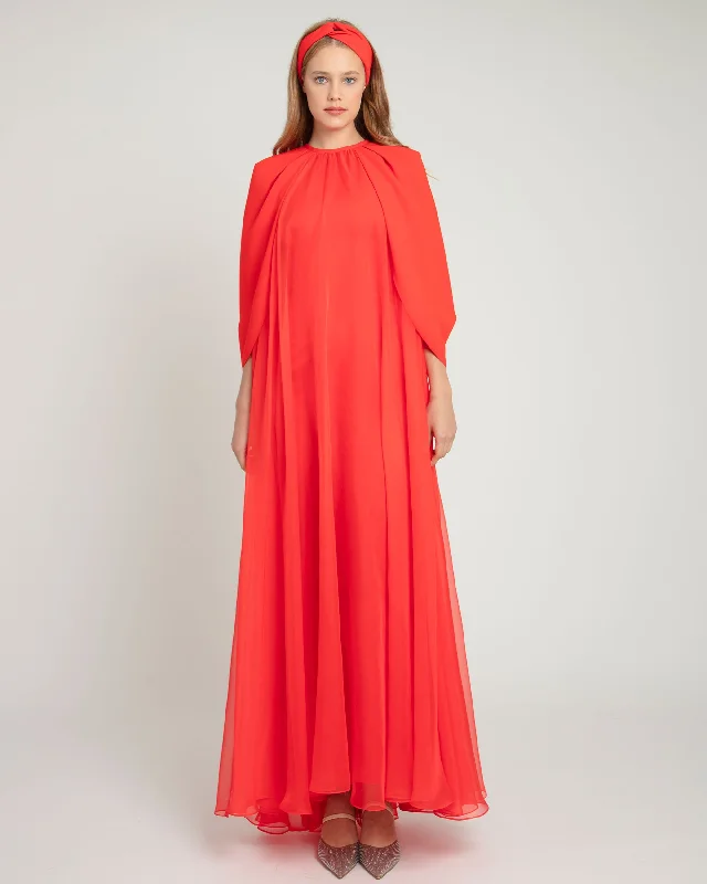 fringed sundress-Cape-Like Sleeves Flared Kaftan