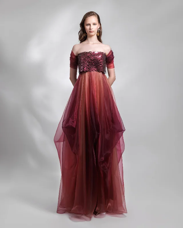 gathered prom dress-Strapless Intricated Dress