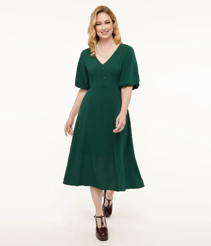 cut-out prom dress-Forest Green Midi Dress