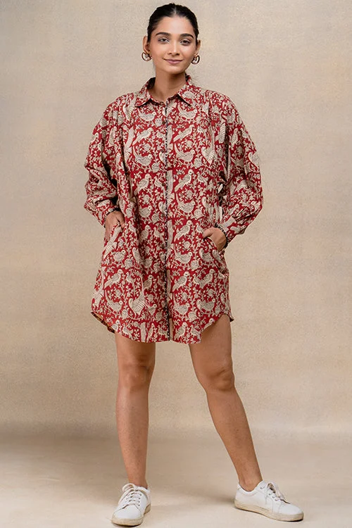 delicate sundress-Okhai "Jovial" Handblock Printed Pure Cotton Antifit Shirt Dress