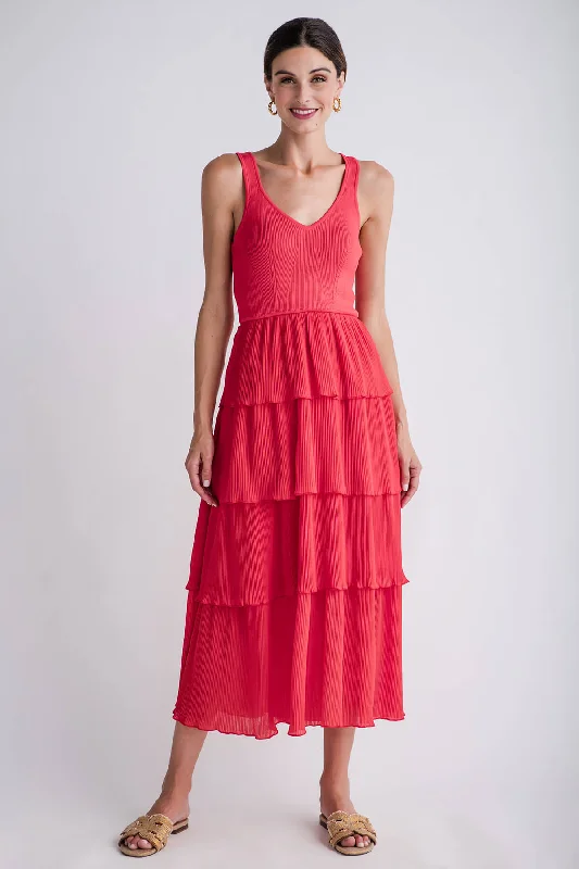 gypsy style dress-& Merci Pleated Tiered Midi Dress