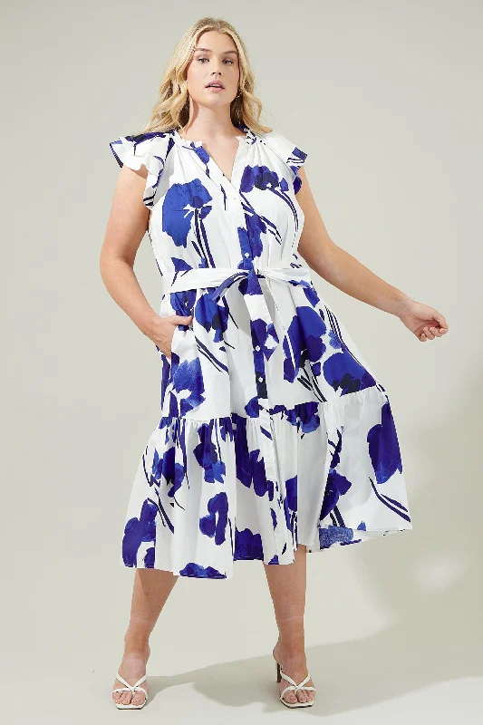 hand-stitched midi dress-Neli Floral Charlotte Button Midi Dress Curve