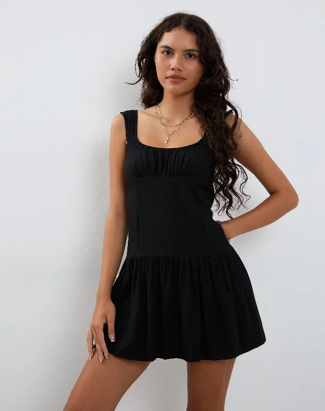 aqua prom dress-Nihao Mini Dress in Black