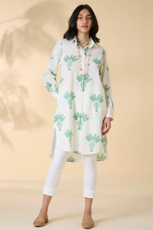 single strap prom dress-Okhai "Malibu" Handblock Printed Pure Cotton Collared Shirt Dress