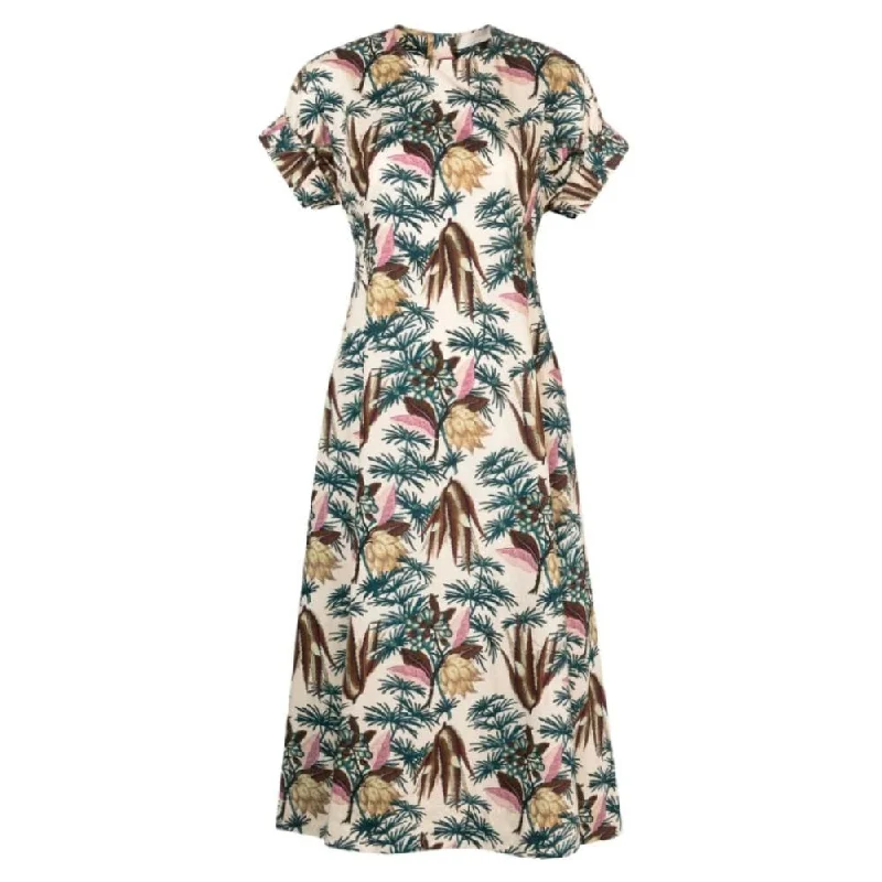 bronze party dress-Ulla Johnson Devon Floral Poplin Fit & Flare Midi Dress, Wildflower