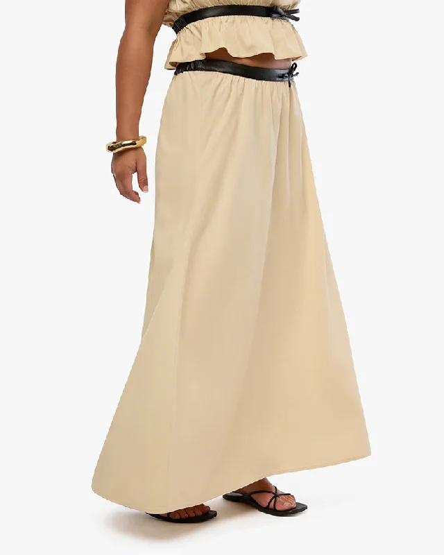 fishtail evening dress-Bow Maxi Skirt | Wood Ash x Black