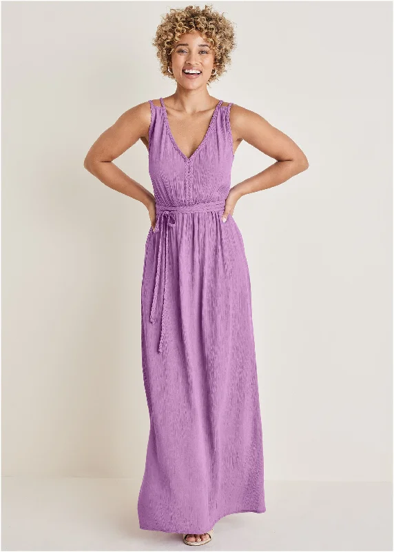 snow white dress-Braided Detail Maxi Dress - Purple